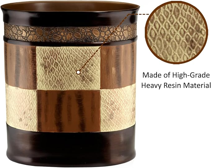 Zahari Home 2pc Zambia Animal Print Bath Accessories Set Waste Basket & Tissue - Image 4