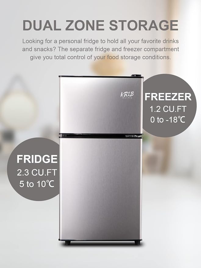 Mini Fridge With Freezer, 3.5 Cu. Ft Compact Refrigerator With 2 Doors - Image 4