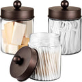 3PC Farmhouse Decor Qtip Holder Apothecary Jars Bathroom Vanity Storage by Komashr