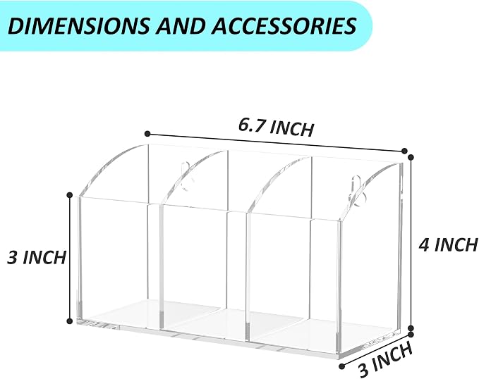 Acrylic Pen Holder Box 3 Compartments, Acrylic Organizer Holder - Image 2