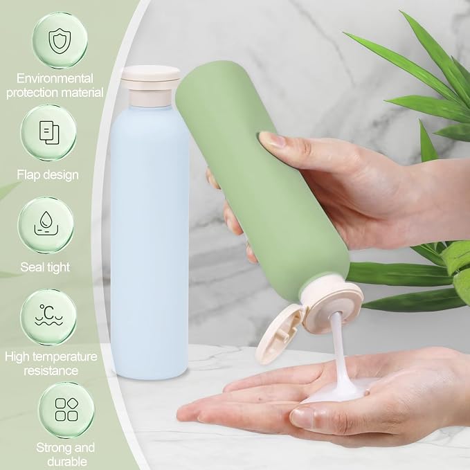 4Pcs 8.8oz Flip Top Squeeze Bottles, Reusable and Refillable Leak Proof Travel - Image 4