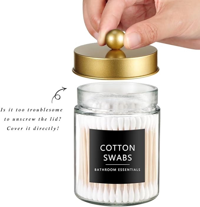 SheeChung Qtip Dispenser Holder 3pcs, Glass Apothecary Jars - Image 2