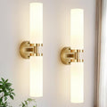 Wall Sconces Set of Two, Brushed Gold Bathroom Sconces Wall Lighting by Indoibrightenyourbathroom
