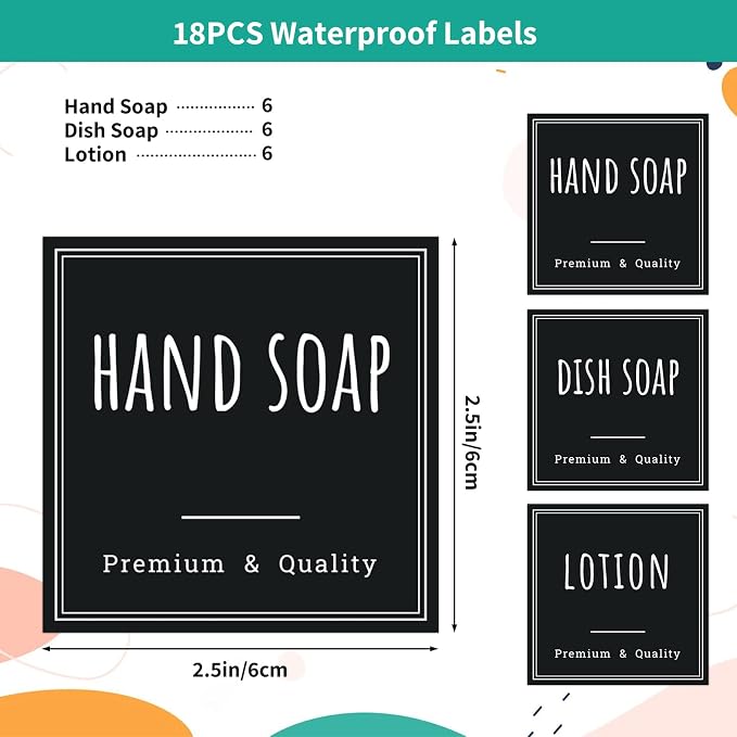 Segbeauty Kitchen Organization Labels, Reusable Hand Soap Dispenser Sticker - Image 2