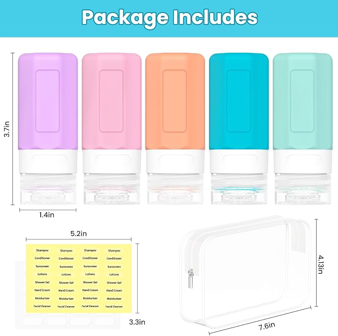 2 oz Travel Bottles, Small Size Containers, TSA Approved Silicone Travel - Image 8