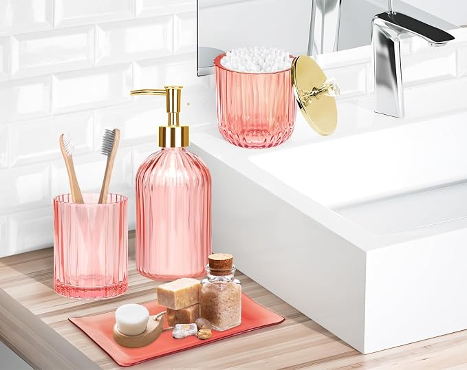 Haturi Bathroom Accessories Set, Toothbrush Holder, Apothecary Jar, Vanity Tray - Image 6