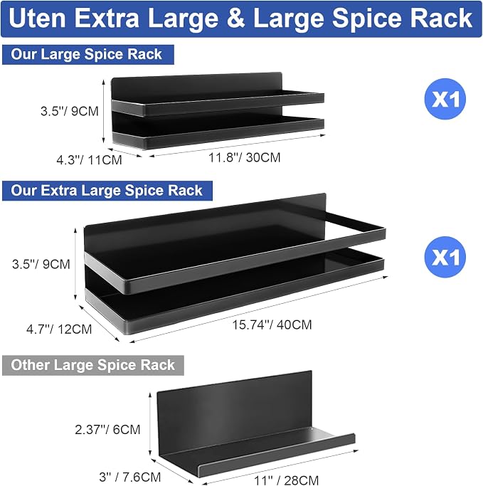 Uten Large Magnetic Spice Rack for Refrigerator, 2 Pack Enhanced Magnetic - Image 7
