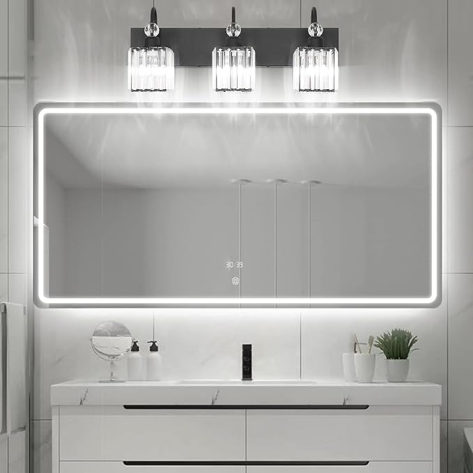 Ralbay Modern Crystal Black Vanity Light 3 Light Bathroom Light Fixtures Over - Image 3