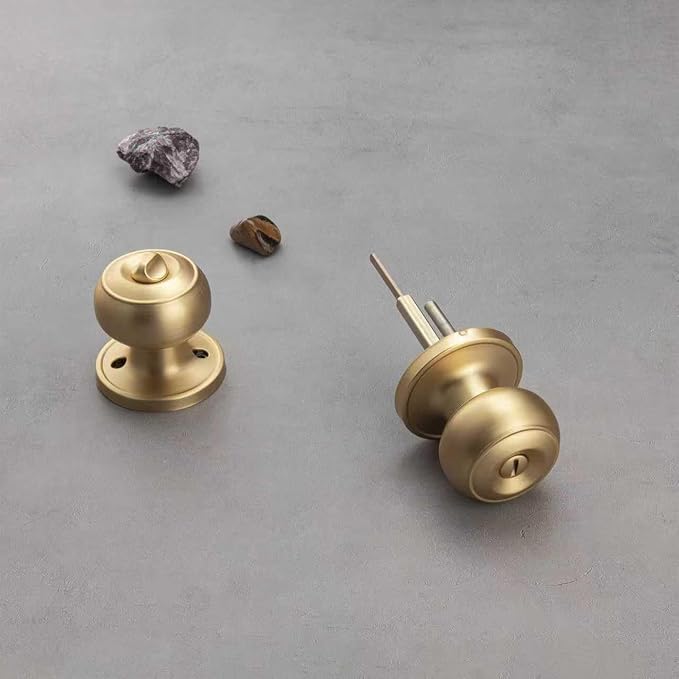 Gold Door Knobs for Privacy, Brass Door Knob Interior for Bath & Bedroom - Image 5