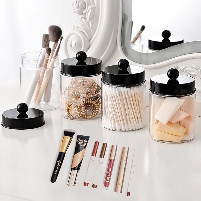 Amolliar Apothecary Jars Bathroom Vanity Storage Organizer Set -Countertop - Image 4