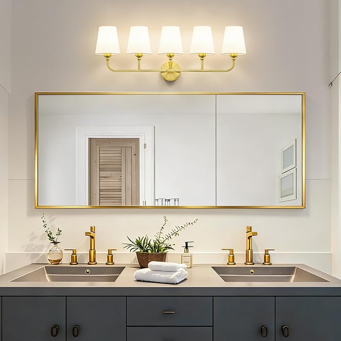 Bathroom Vanity Light, Brushed Gold Bathroom Light Fixtures, 5-Light Lighting - Image 2