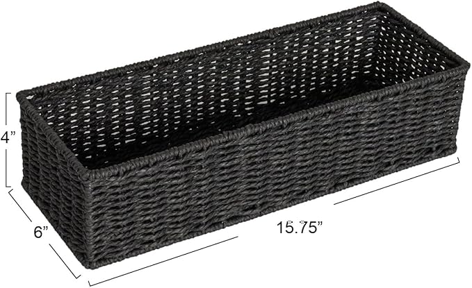 Household Essentials Handwoven Paper Rope Rectangular Storage Basket - Image 2