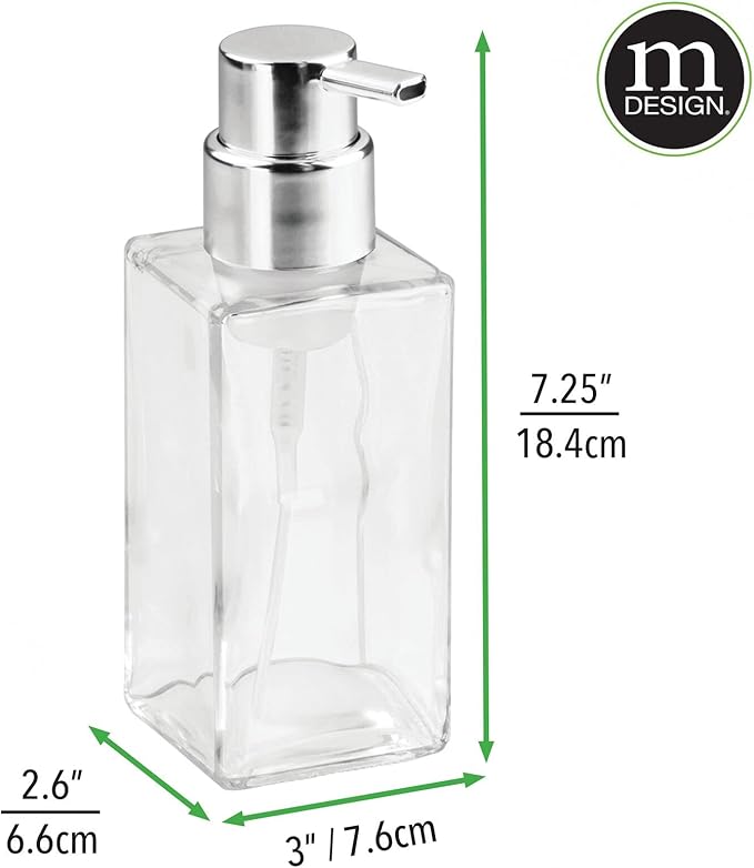 mDesign Glass Refillable Foaming Hand Soap Dispenser Modern Square Pump Bottle - Image 4