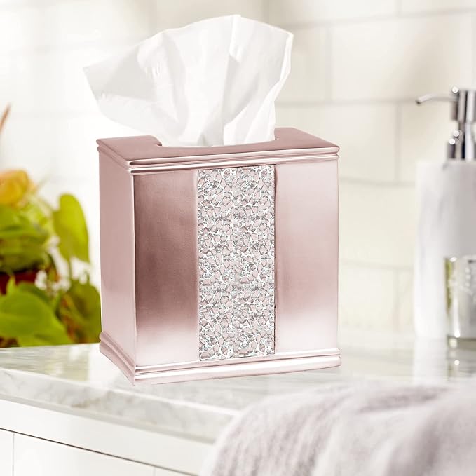 Zahari Home 2pc Sinatra Modern Bath Accessories Set Waste Basket & Tissue Box - Image 3