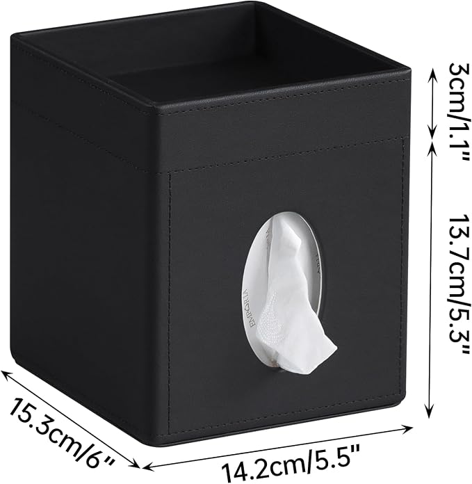 Tissue Box Cover, PU Leather Square Tissue Box Holder - Image 7
