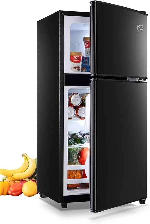 Mini Fridge With Freezer, 3.5 Cu. Ft Compact Refrigerator With 2 Doors by KRIBBLING