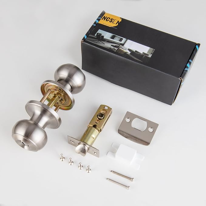 Brushed Nickel Door Knobs Interior, Bath & Bed Privacy Door Knob, Keyless Door - Image 5