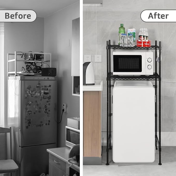LUCKUP Mini Fridge Shelf 2-Tier Height Adjustable Mini Fridge Stand - Image 7
