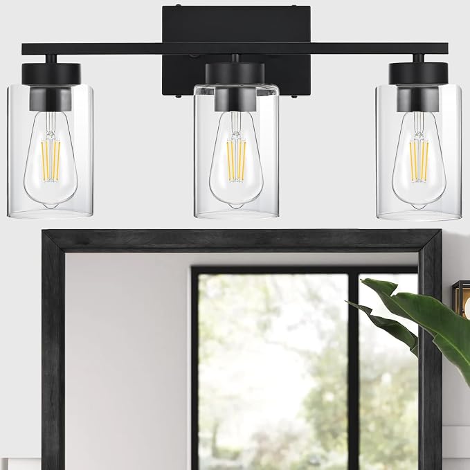 3-Light Bathroom Vanity Light, Modern Black Wall Lights - Image 7