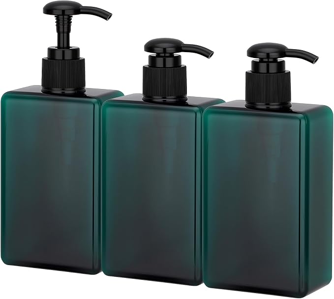 Suream 9.5oz Refillable Pump Press Bottles, Plastic Shampoo and Conditioner by Suream