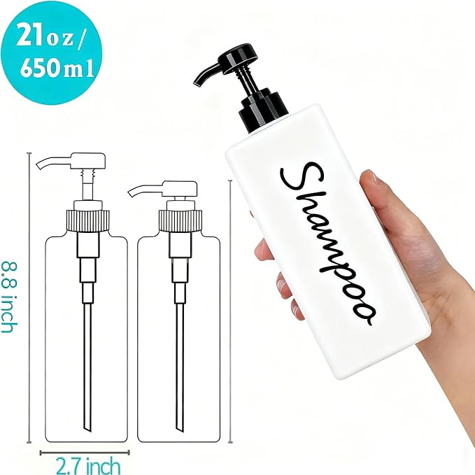 Shampoo and Conditioner Dispenser Modern Refillable Shampoo Pump Bottles - Image 3