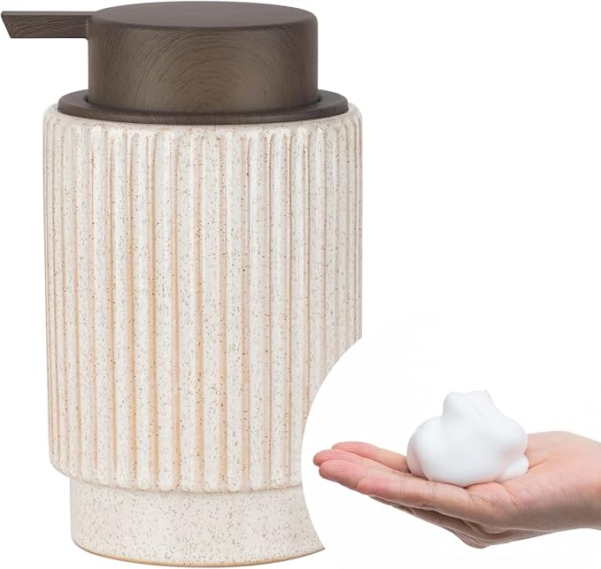 Fun Elements Foaming Soap Dispenser, Wood Grain Plastic Soap Dispenser by IntoYourHouseOntoYourTable