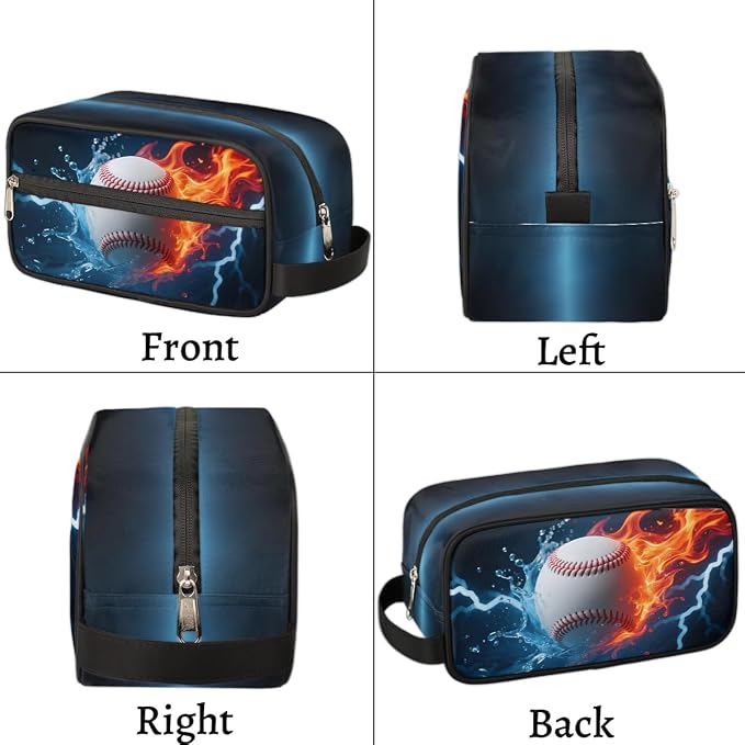 Abstract Fire Water Baseball Kids Toiletry Bag - Image 7