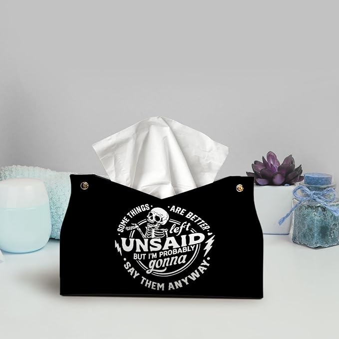 Skeleton Funny Tissue Box Cover Rectangle, Gothic Skull Tissue Box Holder - Image 2