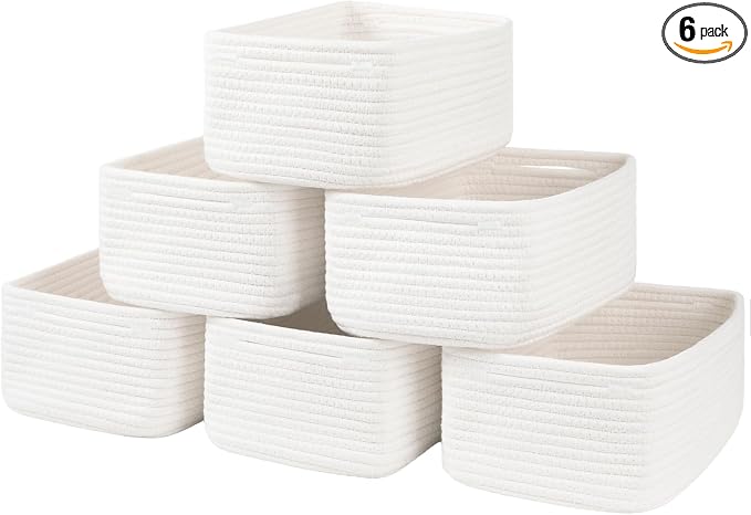 6 Pack Storage Baskets for Shelves, Small Baskets for Shelves, Cute Decorative by OIASKET