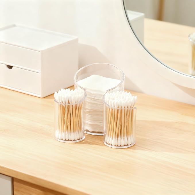 Cotton Pad Holder for Bathroom, cotton round holders Cups Dental Floss Dispenser - Image 2