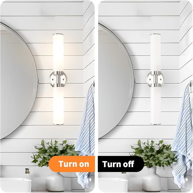 Brushed Nickel Wall Sconces Set of 2, Modern Bathroom Vanity Lights - Image 5