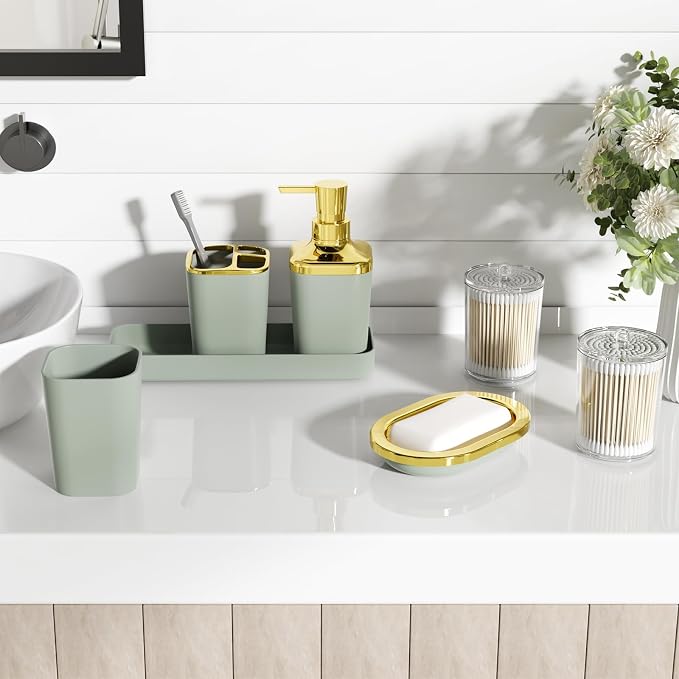 Bathroom Set, Sage Green Bathroom Accessories Set - Image 5