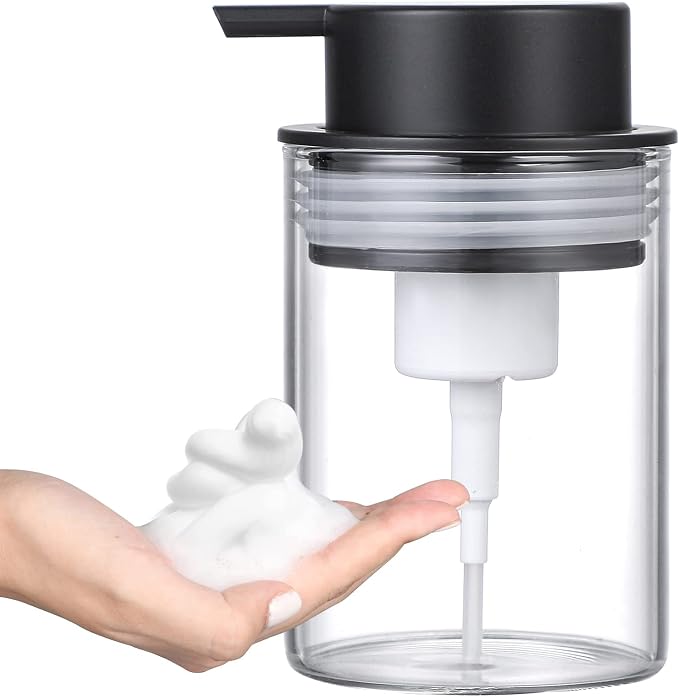 Clear Glass Foam Soap Dispenser, 10 Oz Hand Liquid Bottles by MKLZ