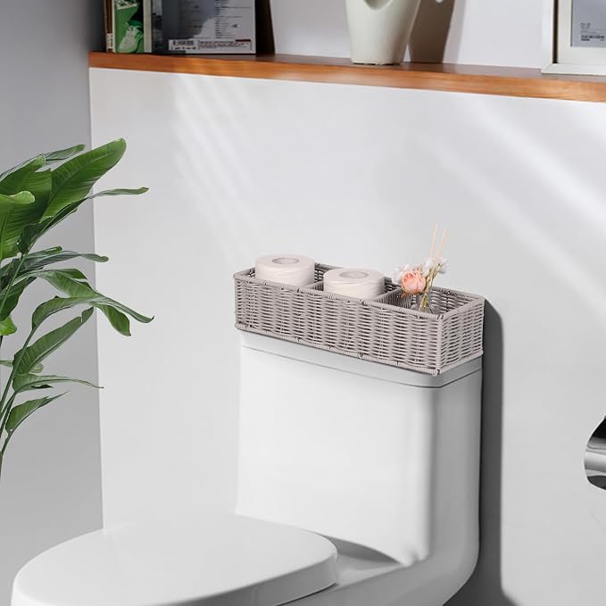 Gray 3-Section Wicker Storage Basket - Image 5