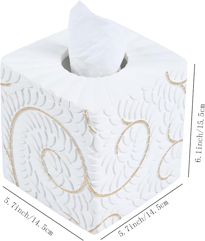 Hymmah Modern Square Tissue Box Cover Holder, Bathroom Accessories Decor Unique - Image 3