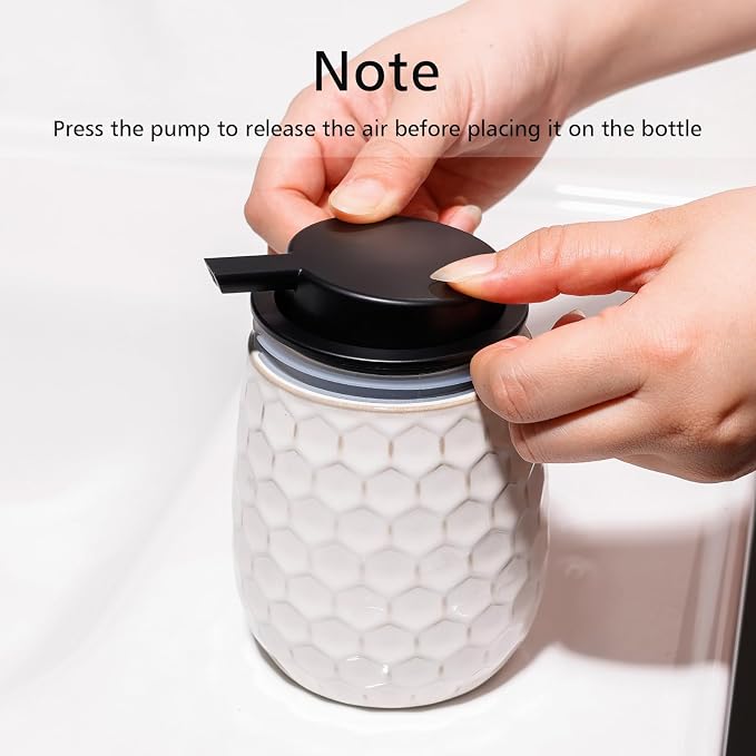 Soap Dispenser, 12 OZ Ceramic Liquid White Hand Soap Dispenser - Image 8