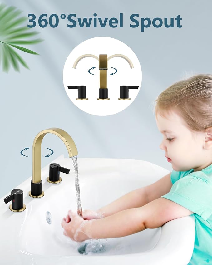 Aolemi Bathroom Faucets 3 Hole, 8 Inch Widespread Waterfall Bathroom Sink Faucet - Image 2