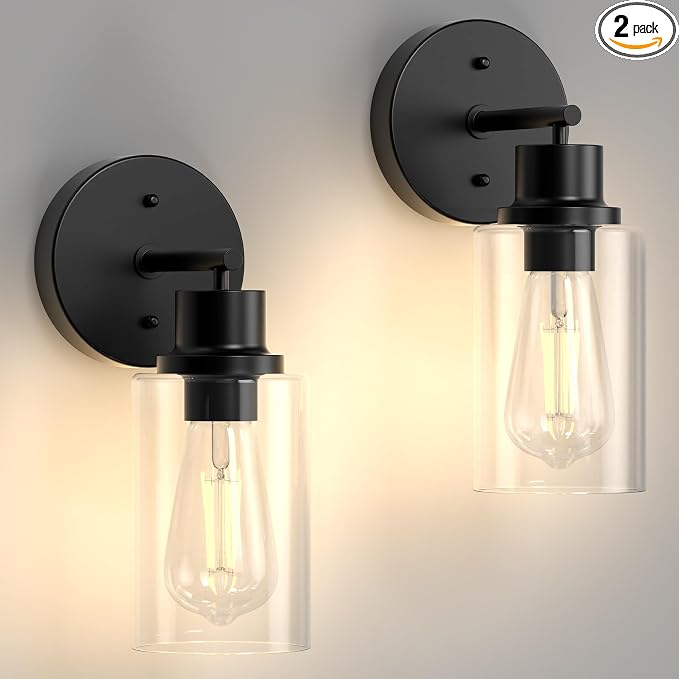 2-Pack Black Bathroom Wall Sconces, Modern Vanity Light Fixtures by Phaosio