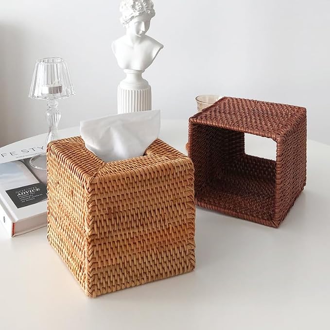 Rattan Tissue Box Cover Square, Wicker Tissue Box Holder, Decorative Woven - Image 8