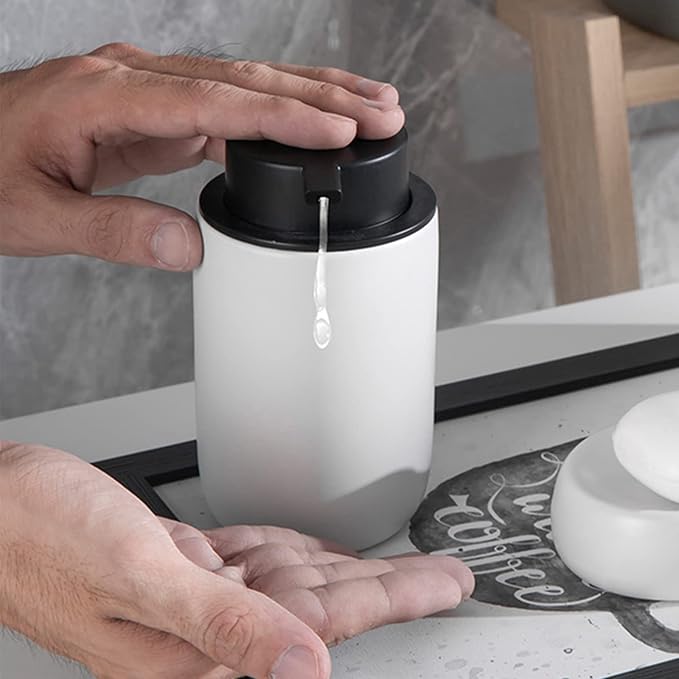 Hand Soap Dispenser for Bathroom Decro, Ceramic Liquid Pump Bottles Refillable - Image 4