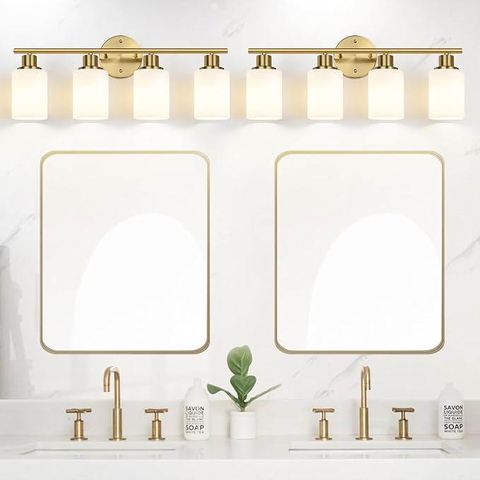 4-Light Bathroom Light Fixtures, Brushed Gold Modern Vanity Lights - Image 7