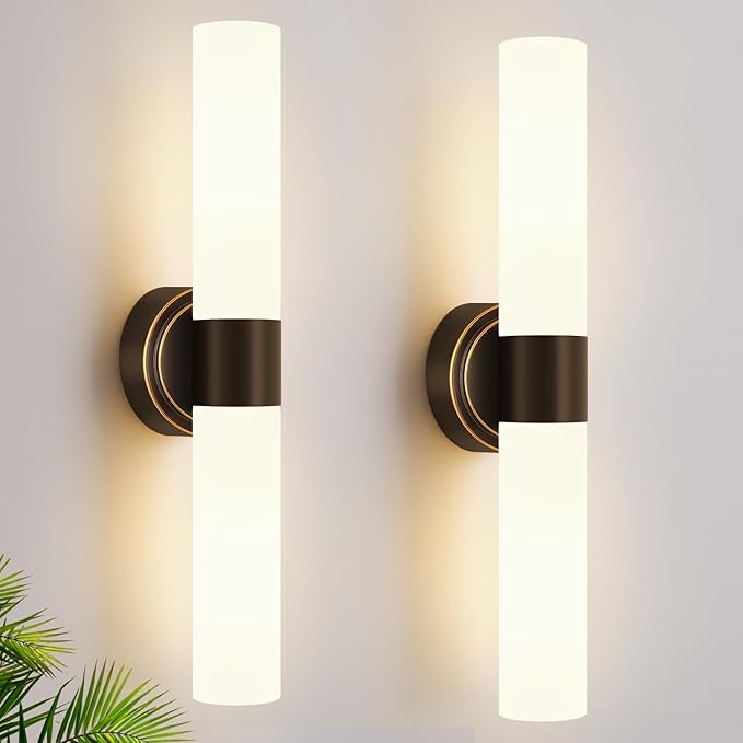 Wall Sconces Set of Two, Modern Bathroom Sconces Wall Lighting by Meybiok