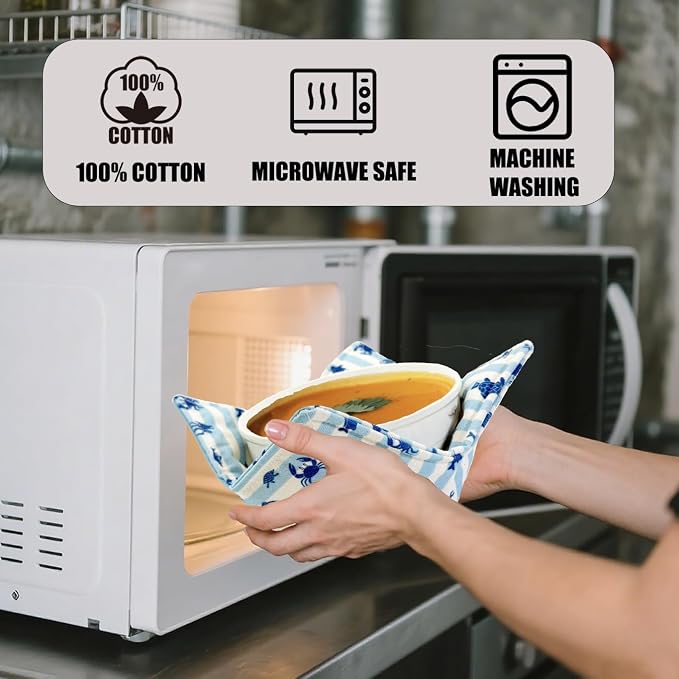 Cotton Microwavable Bowl Cozy ，Set of 6，Microwave-Safe Hot Bowl Holders - Image 4