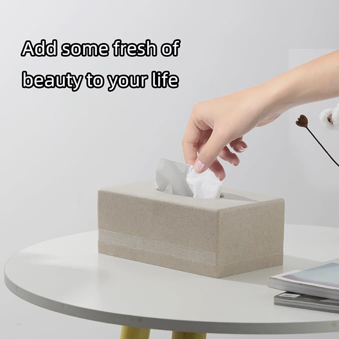 Tissue Box Cover Rectangle, Resin Facial Tissues Holder Covers Rectangular - Image 2