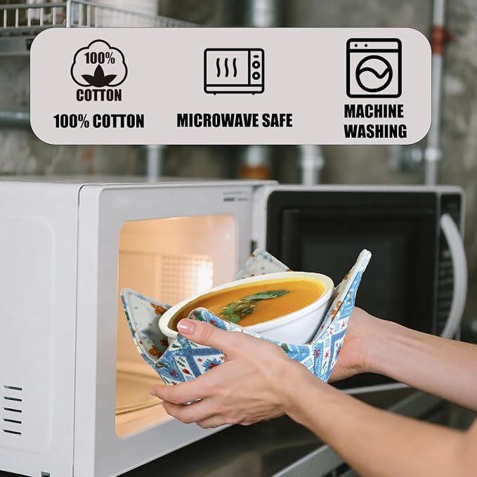 Cotton Microwavable Bowl Cozy ，Set of 6，Microwave-Safe Hot Bowl Holders - Image 5