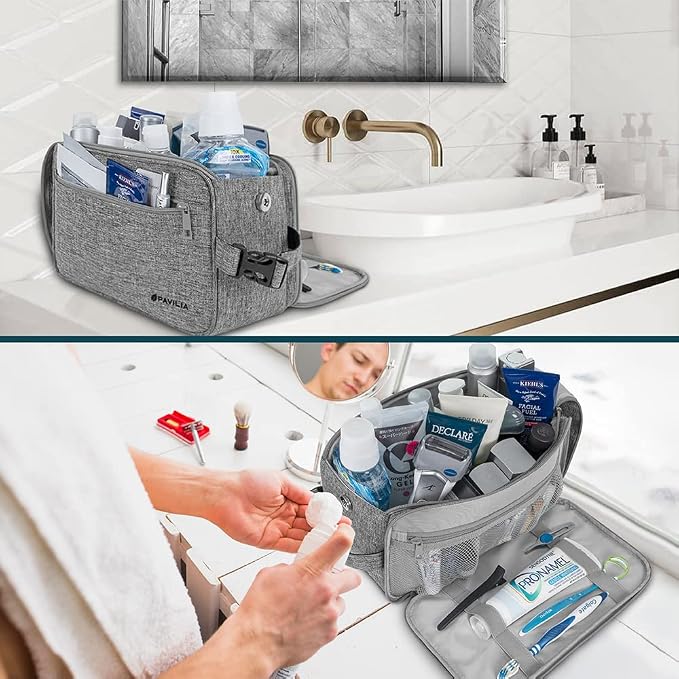 PAVILIA Toiletry Bag for Men, Travel Essentials Shaving Dopp Kit, Mens Travel - Image 5