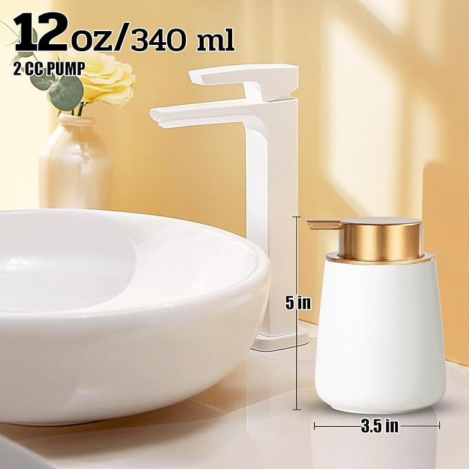 Foaming Soap Dispenser - 12 Oz White Ceramic Foam Hand Soap Dispenser - Image 3