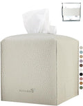 Tissue Box Cover 5X5X5'' PU Leather Tissue Holder Square Tissue Cube Box by PENGLONGHOMEDECORATION