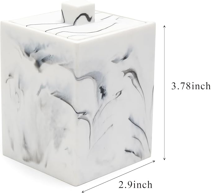 Qtip Holder with Lid, Bathroom Resin qtip holder dispenser, Cotton Swab - Image 2