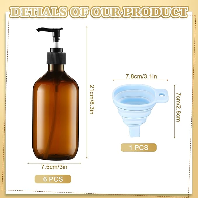 Sliner 6 Pcs Shampoo and Conditioner Dispenser Bottles 16.9 oz Plastic Shower - Image 2